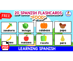 20 SPANISH FLASHCARDS OF FOOD | Free Resource