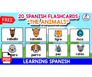 20 SPANISH FLASHCARDS OF THE ANIMALS | Free Resource