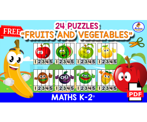 24 PUZZLES OF VEGETABLES AND FRUITS | Numbers 1 to 5