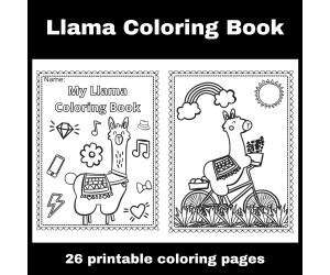 26 page Llama Coloring Book