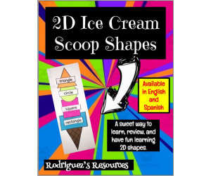 2D Shapes Ice Cream Scoops (English and Spanish)
