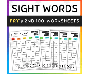 2nd 100 Fry Sight Words Practice Game , Roll & Color, Fun Activity - SET 9 (b)