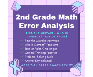2nd Grade Math Error Analysis Activities, Find the Mistake