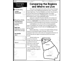 2nd Grade Reading Packet: Georgia's Historical Figures + Regions