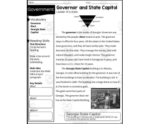 2nd Grade Reading Packet: Governor and State Capitol