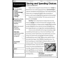 2nd Grade Reading Packet: Saving and Spending Choices