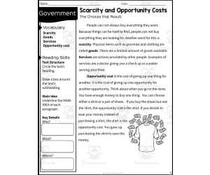 2nd Grade Reading Packet: Scarcity and Opportunity Costs