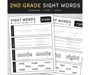 2nd Grade Sight Words: Trace, Write, Color, and Find It Worksheets, [SET 5]