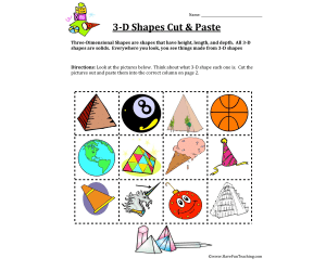 3-D Shape Sorting Worksheet