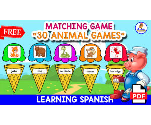 30 ANIMALS FLASHCARDS IN SPANISH | Free Matching Game