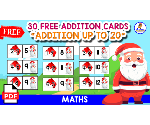 30 FREE ADDITION CARDS | ADDITION UP TO 20 | CHRISTMAS THEMED