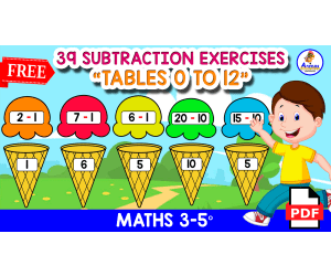 39 SUBTRACTION EXERCISES | Tables 0 to 12
