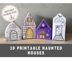 3D Paper Haunted House Paper Craft Template