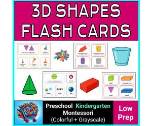 3D Shapes Flashcards/Anchor Charts/Posters with Real-Life Examples