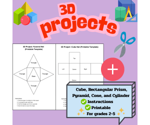 3D Shapes Geometry Worksheets | Cube, Prism, Pyramid & Nets