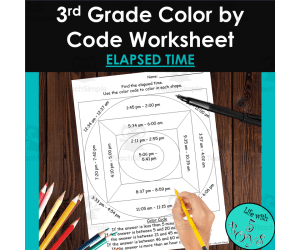 3rd Grade Color by Code Math Worksheet - Elapsed Time