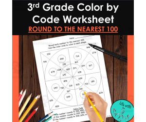 3rd Grade Color by Code Math Worksheet - Round to the Nearest 100