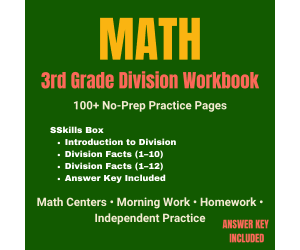 3rd Grade Division Workbook, Division Facts Practice, Math Centers