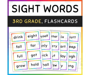 3rd Grade Sight Words Flash Cards, Rainbow Borders