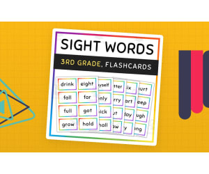 3rd Grade Sight Words Flash Cards, Rainbow Borders