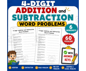 4 digit addition and subtraction word problems worksheets