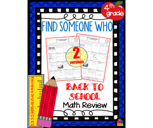 4th Grade - Find Someone Who | Back to School Math Review