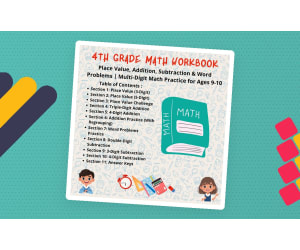 4th Grade Math Workbook, Back to school  / Printable Math worckbook