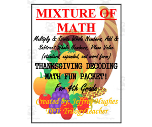 4th Grade Mixture of Math Thanksgiving Packet