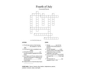 4th Of July Crossword Puzzle