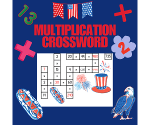4th of July Multiplication Crosswords | Math Practice