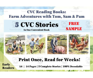 5 CVC Decodable Readers in One Book: Science Of Reading | FREE SAMPLE