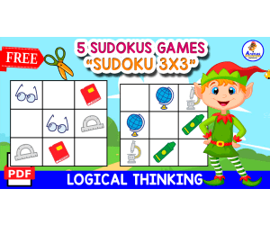 5 FREE WORKSHEETS OF SUDOKU | SCHOOL THEMED FOR KIDS