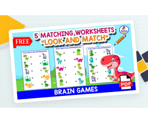 5 MATCHING WORKSHEETS | Dinosaur Theme
