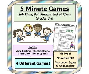 5 Minute Games Bundle: Super Simple No-Prep Games for Elementary Students (ELA & Math)
