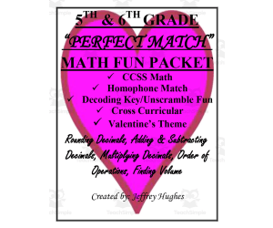 5th + 6th Grade Valentine Math Packet