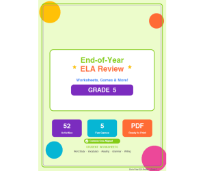 5th Grade End of Year ELA Review Worksheets & Games