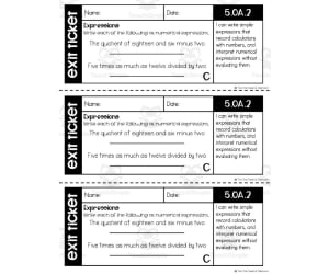 5th Grade Math Exit Tickets