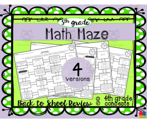 5th Grade Math Maze | Back to School Review
