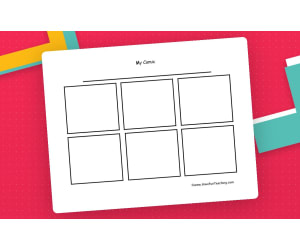 6-Box Comic Strip Template Worksheet