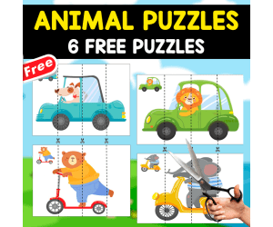 6 FREE ANIMAL PUZZLES | FOR CUTTING AND PASTING