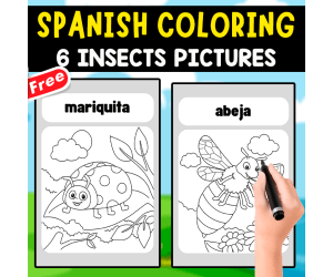 6 SPANISH INSECTS | SPANISH COLORING PAGES