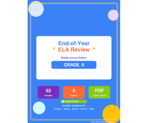 6th Grade End of Year ELA Review Worksheets & Games