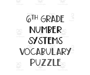 6th Grade Number Systems Crossword Puzzle