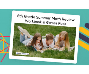6th Grade Summer Math Review Workbook & Games Pack