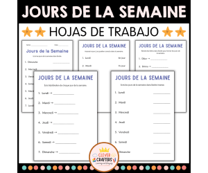 7 Days of The Week Printable Worksheets in French