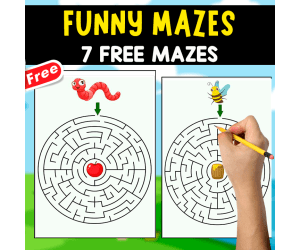 7 FREE FUNNY MAZES | INSECTS THEMED