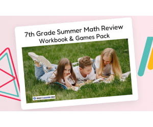 7th Grade Summer Math Review Workbook & Games Pack