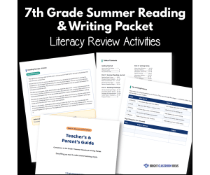 7th Grade Summer Reading & Writing Packet | Literacy Review Activities
