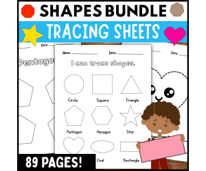 89 Shape Tracing Worksheets  For Preschool kindergarten Practice Math