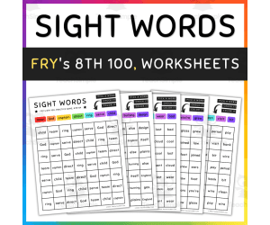 8th 100 Fry Sight Words, Color by Sight Words Game - SET 9 (a)